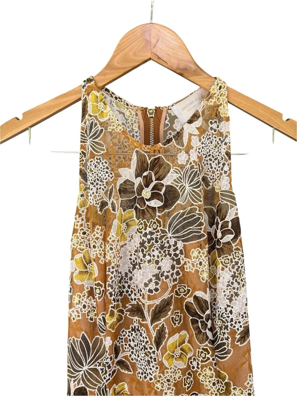 Bronx and Banco Sicilia floral Ruffle Dress in brown gold white Multi S - Picture 7 of 11